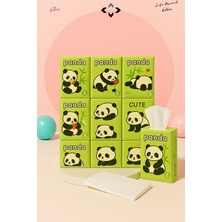 Liground Panda Figürlü Sevimli 9'lu Mini Peçete Paketi Kağıt Mendil Çocuk Okul Temizlik Seti