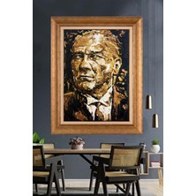 Giyense Özel Seri Altın Paspartulu Çerçeveli Atatürk Tablo TR1154