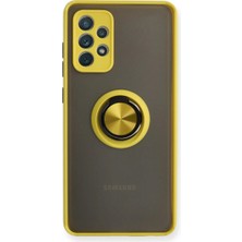İrgit Store Samsung Galaxy A52 Kılıf Montreal Yüzüklü Silikon Kapak - Sarı