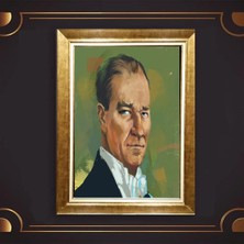 Giyense Özel Seri Altın Paspartulu Çerçeveli Atatürk Tablo TR510