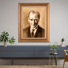 Giyense Özel Seri Altın Paspartulu Çerçeveli Atatürk Tablo TR717
