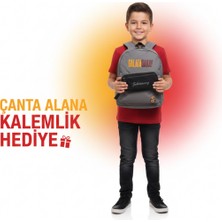 Galatasaray Lisanslı Gri Okul Çantası Yanında Çift Gözlü Kalemlik Hediyeli
