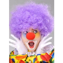 DS LLC Mor Renk Kıvırcık Afro Bonus Peruk Takma Saç ve Kırmızı Burun Seti Iegtgrs-34