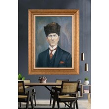 Giyense Özel Seri Altın Paspartulu Çerçeveli Atatürk Tablo TR857