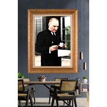 Giyense Özel Seri Altın Paspartulu Çerçeveli Atatürk Tablo TR928