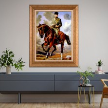 Giyense Özel Seri Altın Paspartulu Çerçeveli Atatürk Tablo TR643