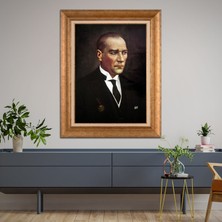 Giyense Özel Seri Altın Paspartulu Çerçeveli Atatürk Tablo TR821