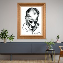 Giyense Özel Seri Altın Paspartulu Çerçeveli Atatürk Tablo TR1174