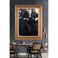 Giyense Özel Seri Altın Paspartulu Çerçeveli Atatürk Tablo TR1232
