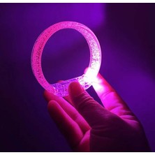 Nuveden Pembe LED Işıklı Baskı Yapılabilen Pilli Bileklik Bilezik 1,5 cm Genişlik DIE-RSTG34