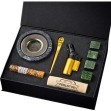 Perlotus Premium Kutulu Siyah Mermer Viski Tütsüleme Seti Aparat, Talaş, Pürmüz, Viski Taşı Kaşık Sınırlı Üretim