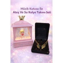 Yağmur Sevgili Kar Küresi ile Ateş ve Su Kolye Takımı Sevgililer Gününe Özel Müzik kutusu  Işıklı Dekor Arkadaş Doğumgünü hediye Özel Gün Hediye