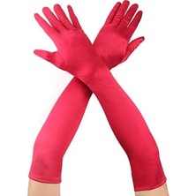 Nuveden Kırmızı Renk Dirseğe Kadar Uzun Kumaş Eldiven 40 cm DIE-RSTG34