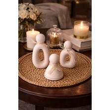 Atölye İzgi Yapımı Minimalist Taş Biblo Seti (3’lü) – Mermer Tozu Dekoratif Salon & Konsol Aksesuarı