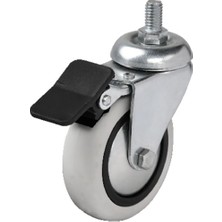 Nuveden Hts 354 - 75X25 mm Pvc Makaralı Vidalı Frenli Teker 4 Adet DIE-RSTG34