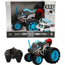 Crazon 1:14 Işıklı Dinozor Şekilli USB Şarjlı Yuvarlanan Uzaktan Kumandalı Araba - Mavi Tekerlek