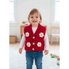 A&D Handmade El Örgüsü Çiçek Motifli Bebek/çocuk Yelek