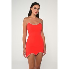 ALFABETA Kadın Normal Belli Mini Boy Günlük Turuncu Abiye & Mezuniyet Elbisesi AB6236-TURUNCU