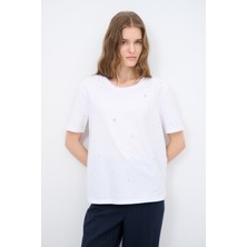 Love My Body Taş Detaylı Tişört Beyaz 175L9038001