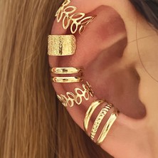 Aylis 5 Parça Şık Deliksiz Kulak Kelepçesi Seti Küpe