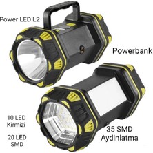 Nuveden F.b.ı F-262 Yeni Güçlü Çift Taraflı Taşınabilir Spot ve Işıldak USB Powerbank Şarjlı Fene