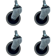 Nuveden Furç Vidalı Bilyalı Teker - 20X50 - Gri HKS178 - 4 Adet DIE-RSTG34