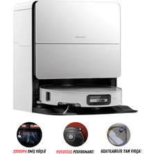 Roborock 7.98 cm Ultra Ince Tasarımlı Kulesiz Robot Süpürge 22.000 Pa Dev Emiş Gücü Kendini Yıkayan ve Boşaltan Istasyonlu Leke Çıkarıcı Sonik Paspaslama Teknolojisi