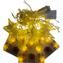 Hazar Led 3 Metre 2 Minare Yıldız Saçak LED Gün Işığı IP44 Iç Mekan Eklenebilir Fonksiyonlu Ramazan Dekoratif LED Işık Ramazan Süsü