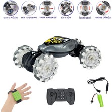 Brother Toys Uzaktan Kumandalı El Sensörlü 12 Fonksiyonlu Şarjlı Akrobat Araba Bilek Kontrollü Oyuncak 28 Cm. Mavi Gri