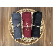 Sevimia Scarf Bambu Kraş Şal 3'lü Set Füme-Bordo-Siyah
