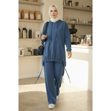 İlkimay.com Kapüşonlu Tunik Pantolon Takım 1682 - Indigo