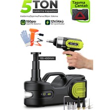 7go 5 Ton 4in1 Profesyonel Elektrikli Hidrolik Kriko Seti - 12V Ultra Lift Kaldırma + Dijital Kompresör + Darbeli Bijon Sökme + LED Fener (Full Aksesuarlı Yol Yardım Kiti)