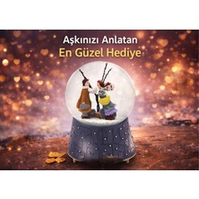 Orta Boy Pilli Kar Küresi Romantik Sevgililer Günü Hediyesi Mavi Plastik 13 cm Temalı