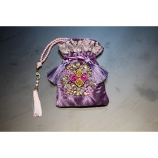 Huzur Çeyiz El Işi Kadife Kese ve Vavlı Püsküllü Inci Namaz Tesbihi