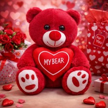 Bıcırık Toys Sevgiliye Özel Kırmızı Kalpli Peluş Ayı 35 cm – Romantik Sevimli Peluş Ayıcık