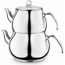 UltraMint Dayanıklı Çelik Çaydanlık, Metal Saplı, Çift Kapaklı, Şık ve Kullanışlı