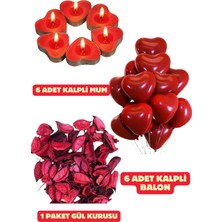 Baloncu Dede Kalpli Balon Mum Seti 6 Adet Kırmızı Renkli Romantik Evlilik Teklifi Doğum Günü Süs Malzeme