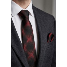 Milleniva Ekose Kırmızı Kravat & Mendil