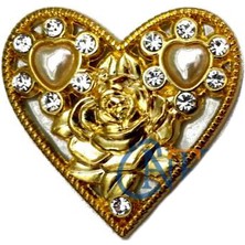 Nuveden Taşlı Kalp Broş, Kutu, Sandık Süsü - Sarı, 10 Adet DIE-RSTG34