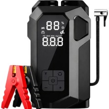 Taşınabilir Akü Takviyeli Kompresörlü Hava Pompası 4'ü 1 Arada 16.000 Mah Powerbank/digital Fener