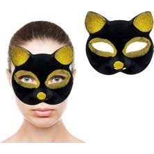 Nuveden Siyah Renk Gold Simli Süet Kaplama Kedi Maskesi 18X14 cm DIE-RSTG34