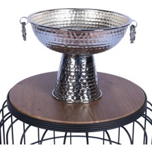 Yapay Çiçek Sitesi Metal Dekoratif Ayaklı Sunumluk Çiçeklik Küpeli Gümüş 19 cm