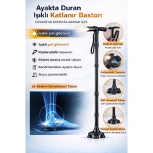 EyluX Shop Elegant Health Care Katlanabilir Işıklı Baston Yürüyüş Bastonu Fenerli Yürüyüş Bastonu