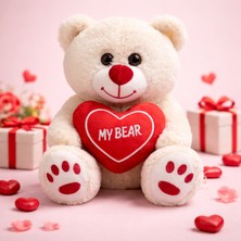Bıcırık Toys Sevgiliye Özel Beyaz Kalpli Peluş Ayı 35 cm – Romantik Sevimli Peluş Ayıcık