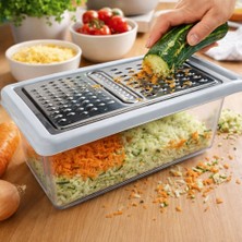 Senz Paslanmaz Çelik Plastik Hazneli Beyaz Pratik El Rendesi (Dilimleyici)