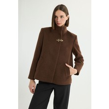 Love My Body Dik Yaka Yün Karışımlı Kısa Kaban Kahve 136L9786000