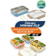 M&L Lunch Box 3 Bölmeli Paslanmaz Çelik Yemek Termosu - 880 ml Isı Korumalı Beslenme Kutusu