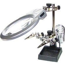 Nuveden Ayarlanabilir Başlıklı Elektronikçi Yardım Lehim Standı ile Ledli Büyüteç DIE-RSTG34