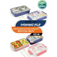 M&L Lunch Box 2 Bölmeli Çelik Yemek Termosu - 800 ml Okul Beslenme Kutusu
