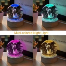 PremiumPort Işıklı Ahşap Kedi Temalı Cam Küre, 8X6CM, Şık ve Dekoratif Parça